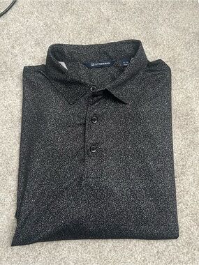 Cutter & Buck Men's Black Polo with Subtle White Micro-Print